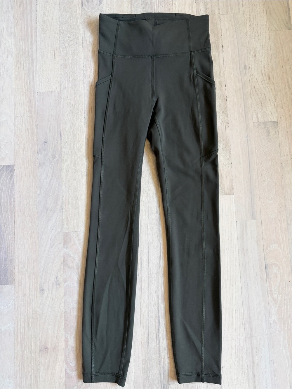 Lululemon High-Rise Leggings with Pockets - Olive/Dark Green - Size 2